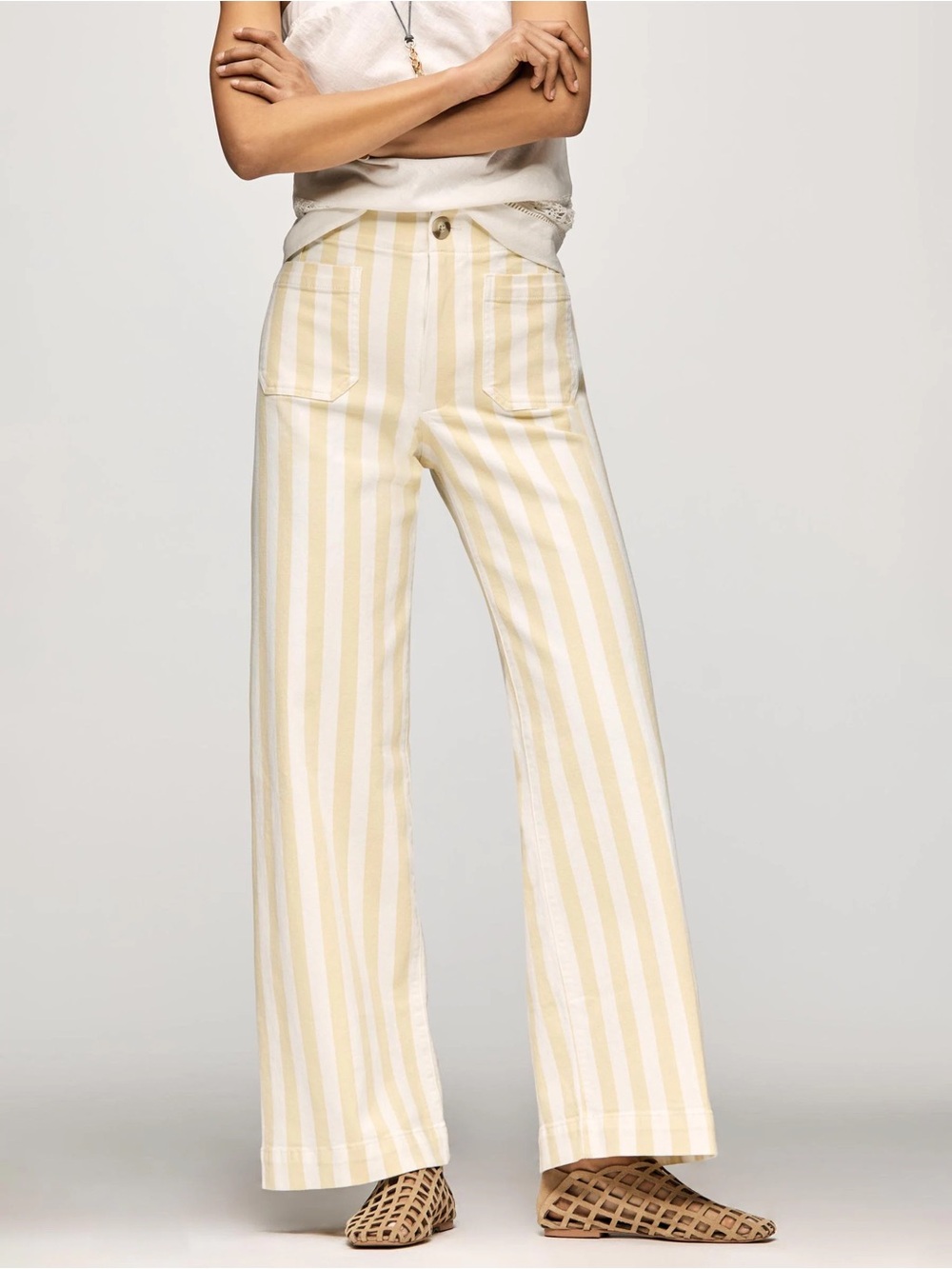 NWT Anthropologie Maeve Colette Cabana  Striped Full-Length Wide-Leg Pants 26
